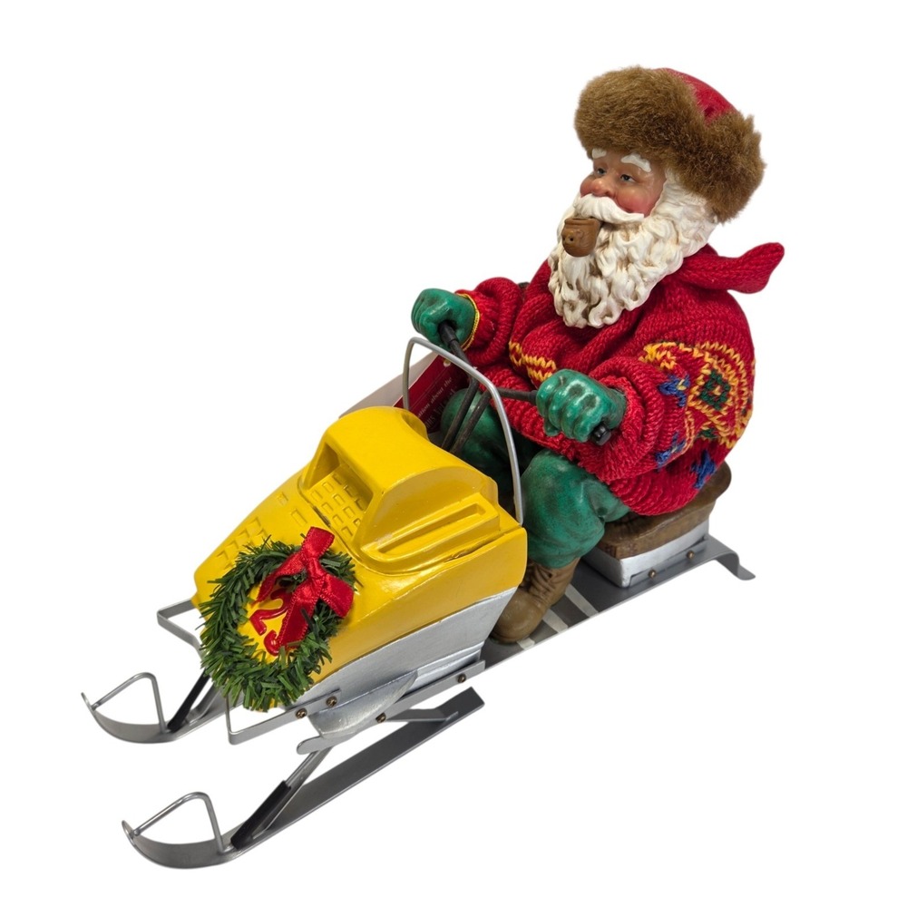 Possible Dreams Clothtique Santa Claus Speeding Through Snow Snowmobile Figurine